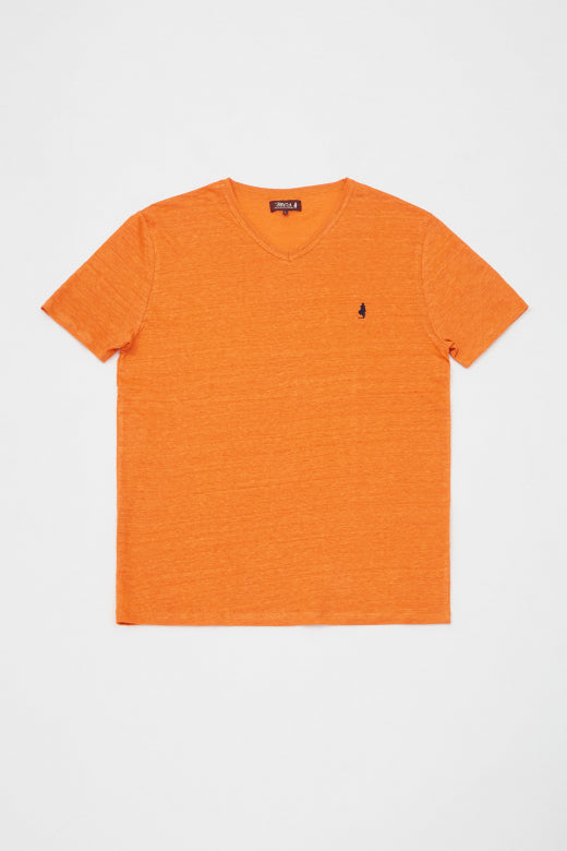 MCS Linnen T-shirt met V-hals
