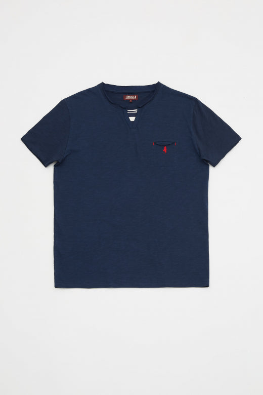 MCS T-shirt met fancy kraag en zak