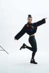 SCR Lora Sweater Cropped Sweater-Met wijde mouwen - Grijs, zwart