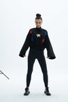 SCR Lora Sweater Cropped Sweater-Met wijde mouwen - Grijs, zwart