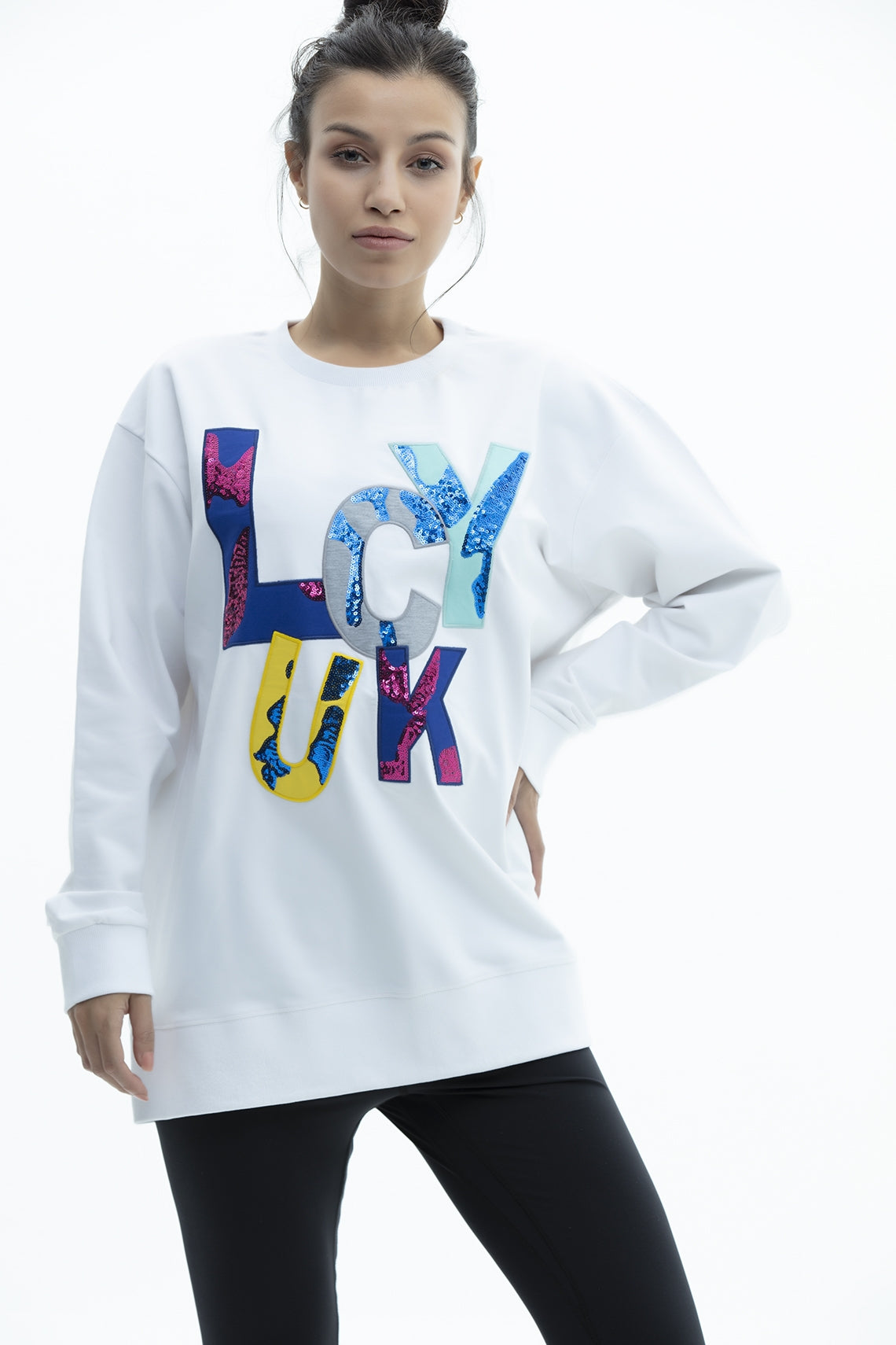 SCR Ilona Oversized Sweater Oversized sweater- Wit-Donker Blauw