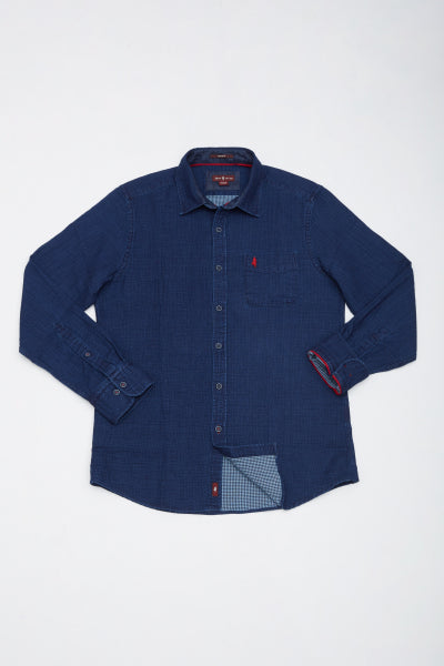 MCS Indigo reliëf dubbel gezicht shirt