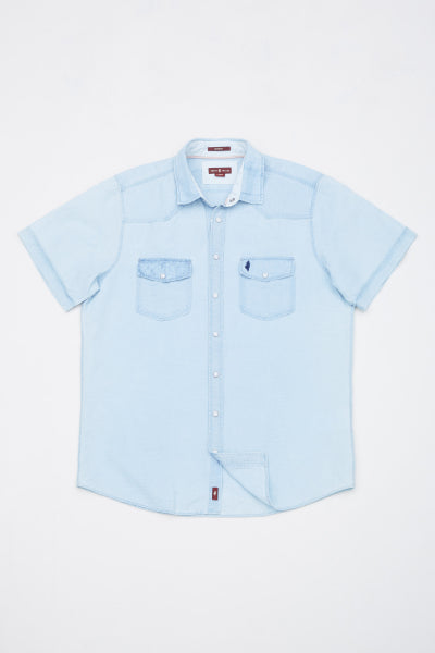 MCS DENIM SHIRT MET KLEPZAKKEN