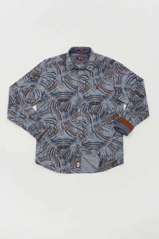 MCS Shirt Chambray met bladerprint